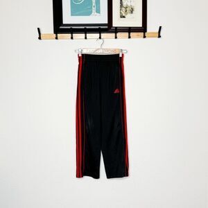 Adidas Youth Track Pants Black w/ Red Stripes Adjustable Waist Size Small (8)